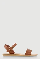 Womens Faux Leather Band Ankle Strap Sandals,