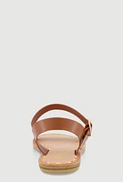 Womens Faux Leather Band Ankle Strap Sandals,