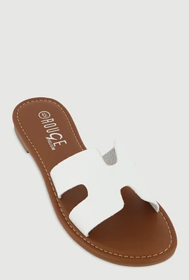 Womens H Band Slide Sandals, White, Size 7.5