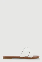 Womens H Band Slide Sandals, White, Size 7.5