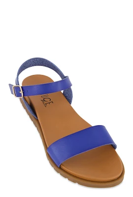 Womens Open Toe Buckle Strap Sandals, Blue, Size 9