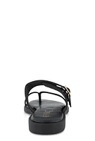 Womens Double Buckle Toe Loop Slide Sandals,