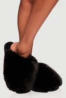 Womens Faux Fur Fleece Lined Slippers, Black, Size 5.5