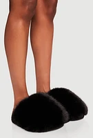 Womens Faux Fur Fleece Lined Slippers, Black, Size 5.5