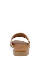 Womens Metallic Pendant Faux Patent Leather Slide Sandals,