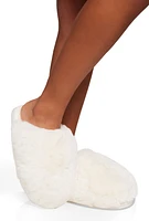 Womens Faux Fur Sherpa Lined Slippers, White, Size 9-10