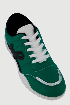 Womens Stylish Lace-Up Sneakers with Round Toe and Low Heel,