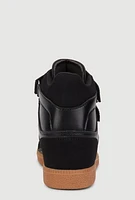 Womens Stylish Fishnet Wedge Sneakers with Velcro Straps,