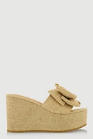 Womens Bow Platform Wedge Slide Sandals,