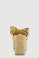 Womens Bow Platform Wedge Slide Sandals,