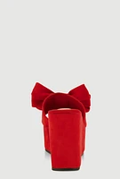 Womens Bow Platform Wedge Slide Sandals, Red,