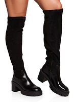 Womens Mid Heel Platform Over the Knee Boots,