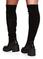 Womens Mid Heel Platform Over the Knee Boots,