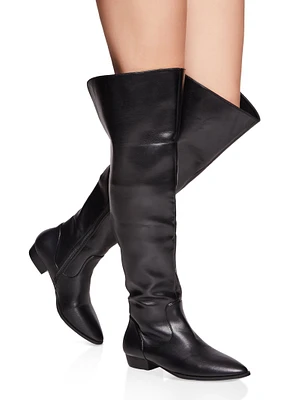 Womens Back Slit Detail Over the Knee Boots,