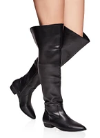 Womens Back Slit Detail Over the Knee Boots, Black, Size 8.5