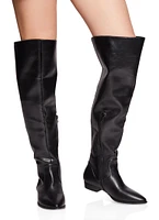 Womens Back Slit Detail Over the Knee Boots, Black, Size 8.5