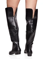 Womens Back Slit Detail Over the Knee Boots, Black, Size 8.5