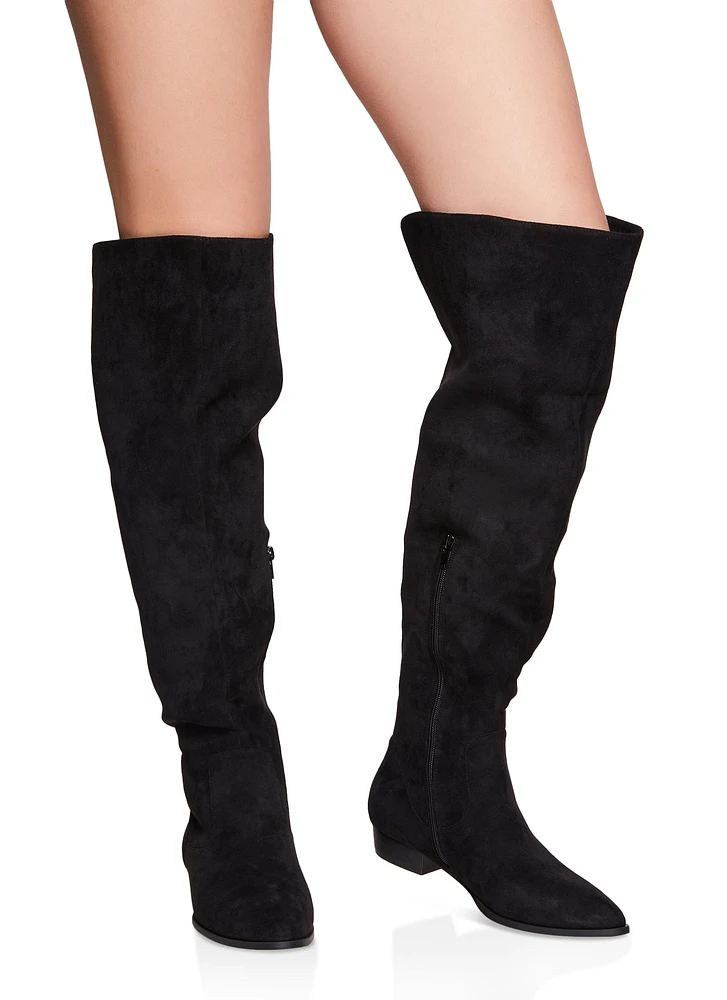 Womens Back Slit Detail Over the Knee Boots,