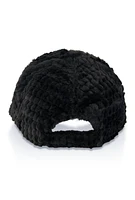 Womens Faux Fur Baseball Cap, Black