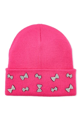 Womens Rhinestone Bow Beanie,