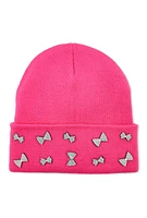 Womens Rhinestone Bow Beanie,