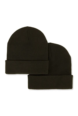 Womens Cuff Beanies 2 Pack, Black