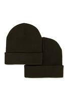 Womens Cuff Beanies 2 Pack, Black