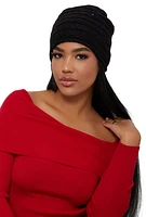 Womens Sequin Lurex Knit Beanie, Black