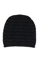 Womens Sequin Lurex Knit Beanie, Black