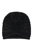 Womens Sequin Lurex Knit Beanie, Black