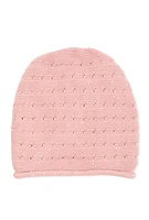 Womens Sequin Lurex Knit Beanie, Pink