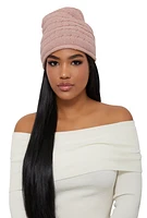 Womens Sequin Lurex Knit Beanie, Pink