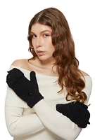 Womens Eyelash Knit Convertible Fingerless Mittens,