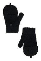 Womens Eyelash Knit Convertible Fingerless Mittens,