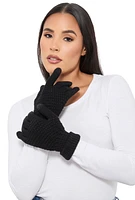 Womens Textured Knit Texting Gloves, Black