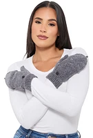 Womens Chenille Convertible Fingerless Mittens, Grey