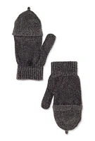 Womens Chenille Convertible Fingerless Mittens, Grey