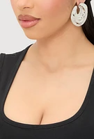 Womens Metallic Circle Drop Earrings, Silver