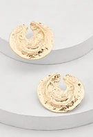 Womens Metallic Circle Drop Earrings, Gold