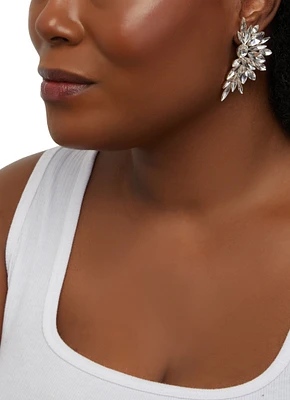 Womens Statement Rhinestone Drop Earrings, Gold