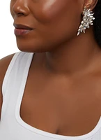 Womens Statement Rhinestone Drop Earrings, Gold