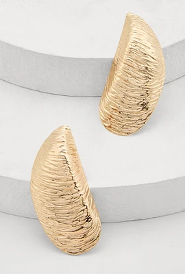 Womens Textured Metallic Statement Earrings, Gold