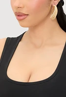 Womens Textured Metallic Statement Earrings, Gold