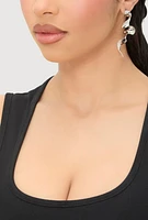 Womens Wavy Metallic Drop Earrings, Silver