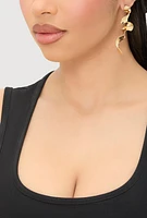 Womens Wavy Metallic Drop Earrings, Gold