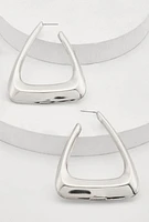 Womens Metallic Triangle Hoop Earrings, Silver