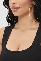 Womens Hoop Earrings Set of 4, Gold
