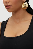Womens Shiny Metallic Hoop Earrings, Gold