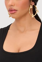 Womens Rhinestone Studded Butterfly Hoop Earrings, Gold