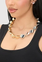 Womens Sculpted Beaded Statement Necklace and Cubic Zirconia Earrings, Multi